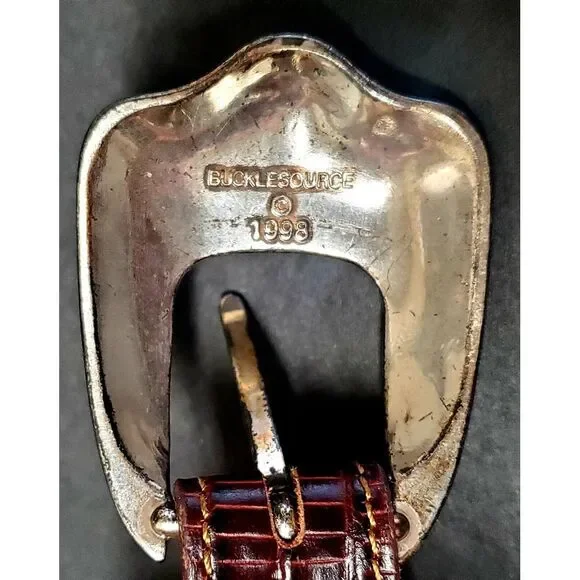 Vintage '98 PGA Tour Belt 538471 Brown Lizard Print Silver Concho MED 28/30 USA - Picture 10 of 16